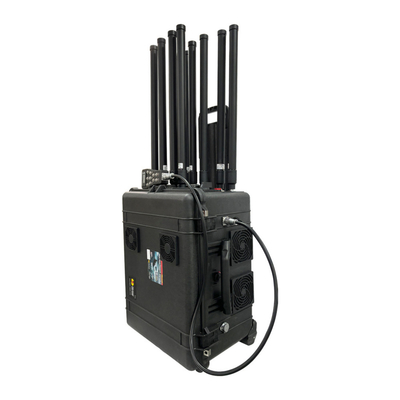 8 চ্যানেল 3KM ট্রলিস্টাইল ড্রোন জ্যামার 1.2GHz 1.4GHz 1.5GHz 2.4GHz 5.2GHz 5.8GHz